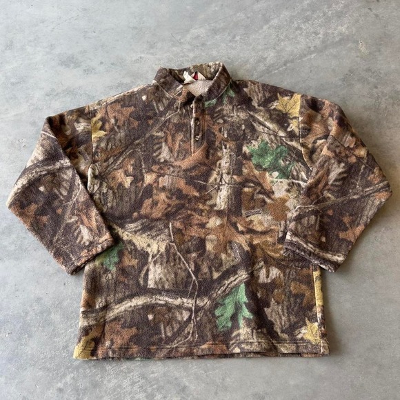 Other - Vintage 90s camo Realtree pullover Henley long sleeve fleece